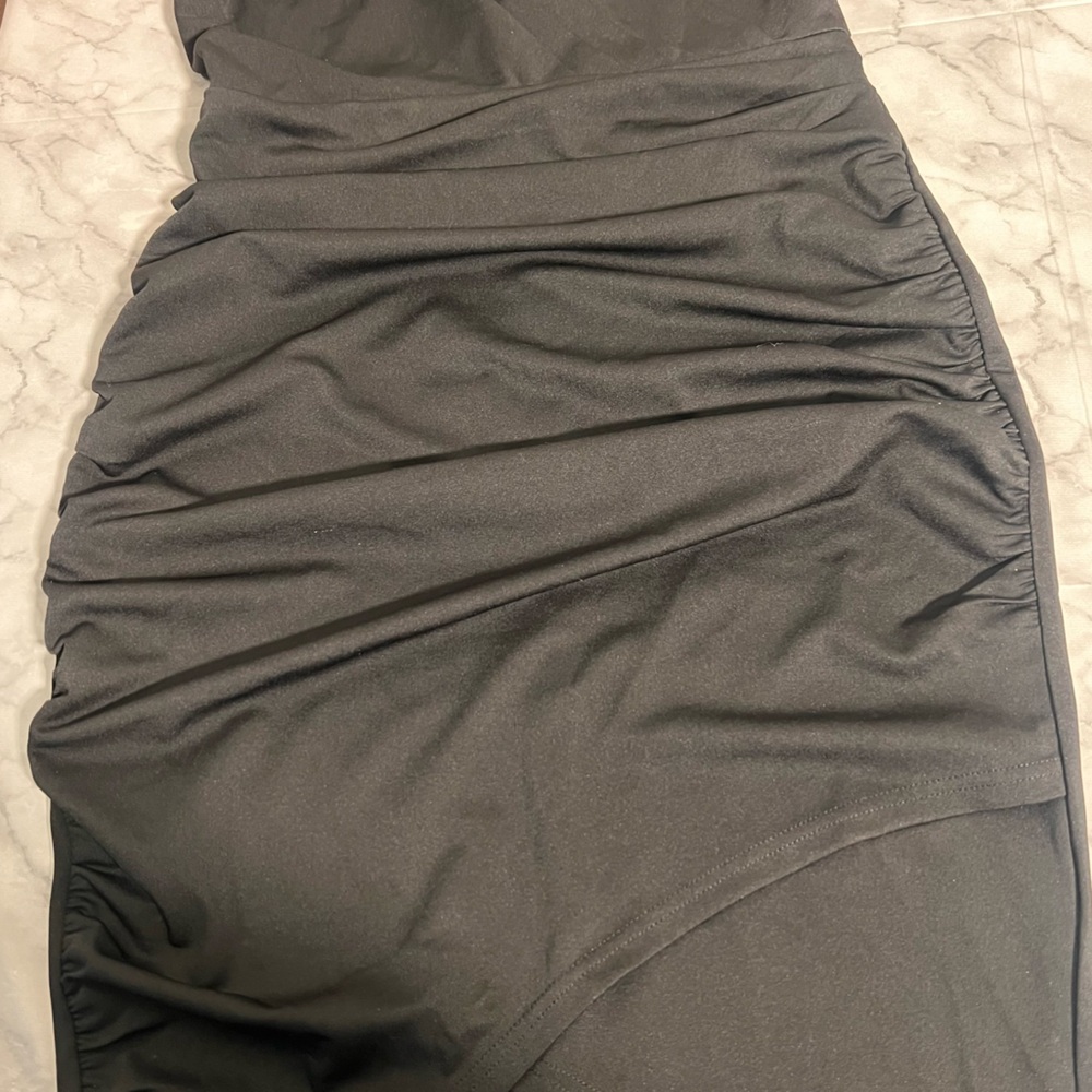 Grace Karin Black Ruched Wrap Cocktail Dress M NWT Double Strap Bodycon - Picture 8 of 11